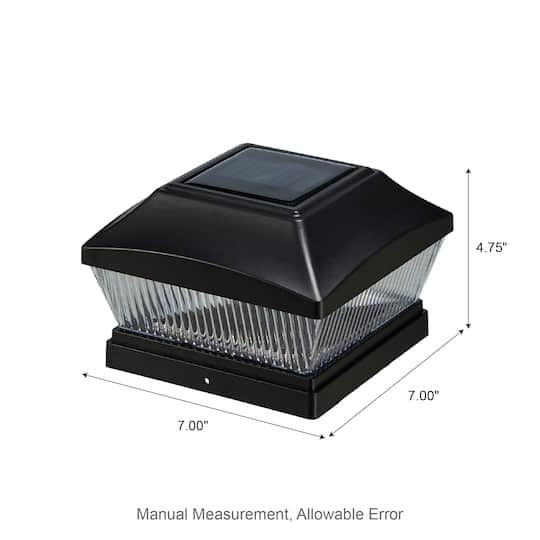 Glitzhome® 7" Black Solar Powered LED Fence Post Cap Lights, 4ct.